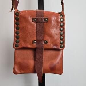 Talula De La Lune Leather Crossbody Purse Bag Tan Western Boho Studded